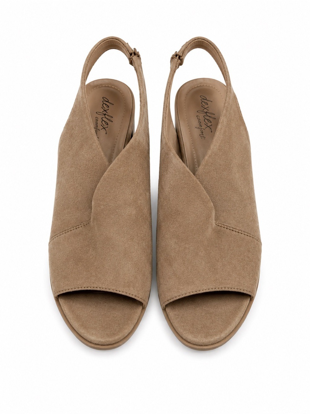 dexflex comfort Taupe Suede Open-Toe Slingback Wedge Sandals
